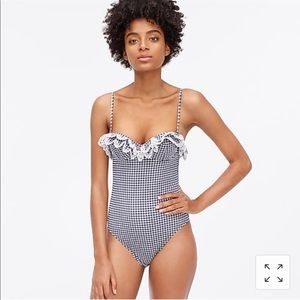 J.Crew Scalloped One Piece Swimsuit in Gingham